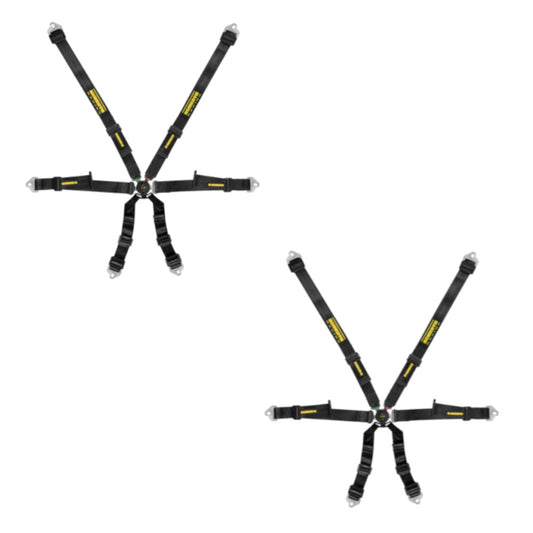 2 Schroth Profi 2×2 HANS/FHR Black Harness Belts